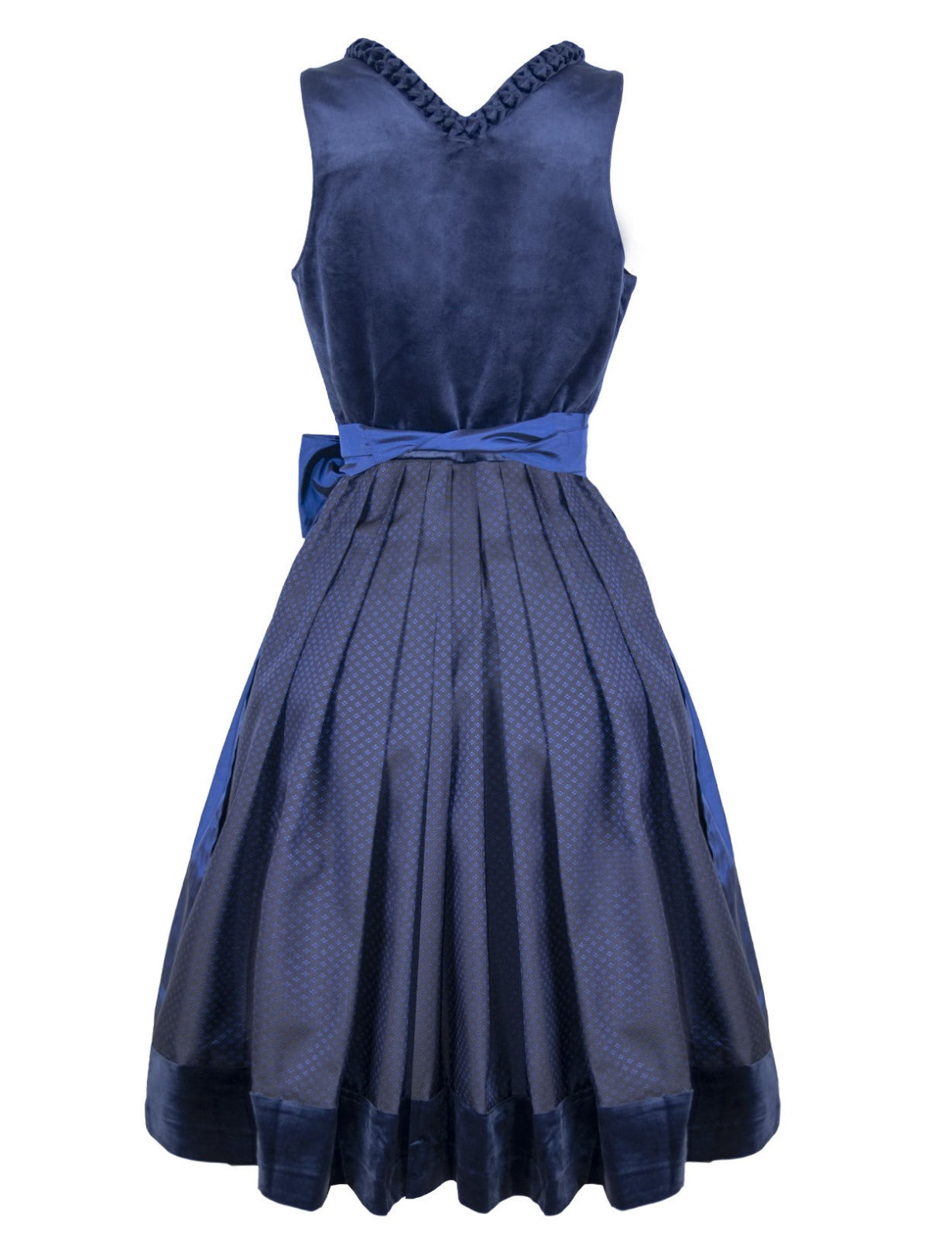 Modernes Samtdirndl in dunklem Blau