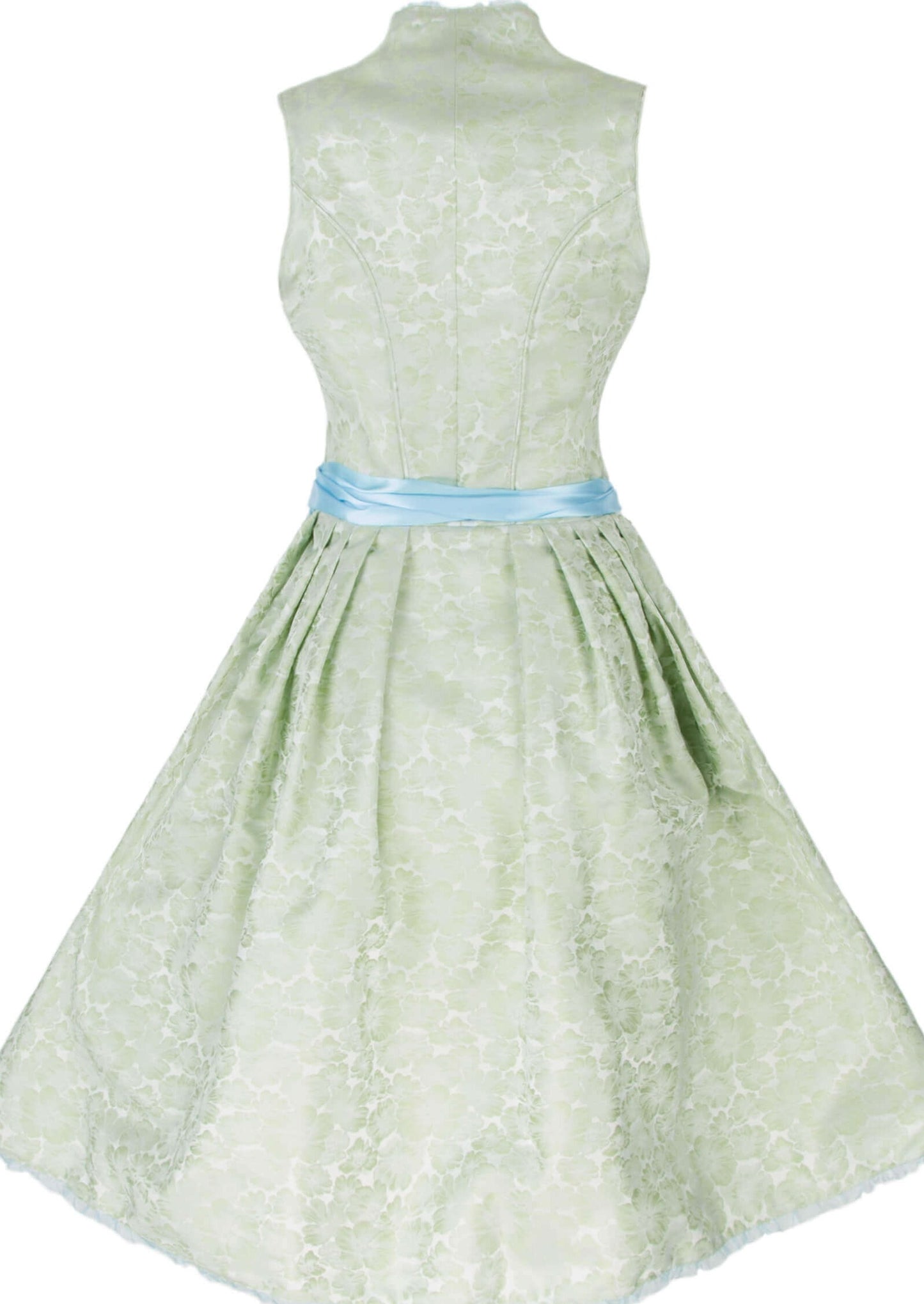 Zartes Dirndl in Grün-Hellblau, florales Design, 70cm