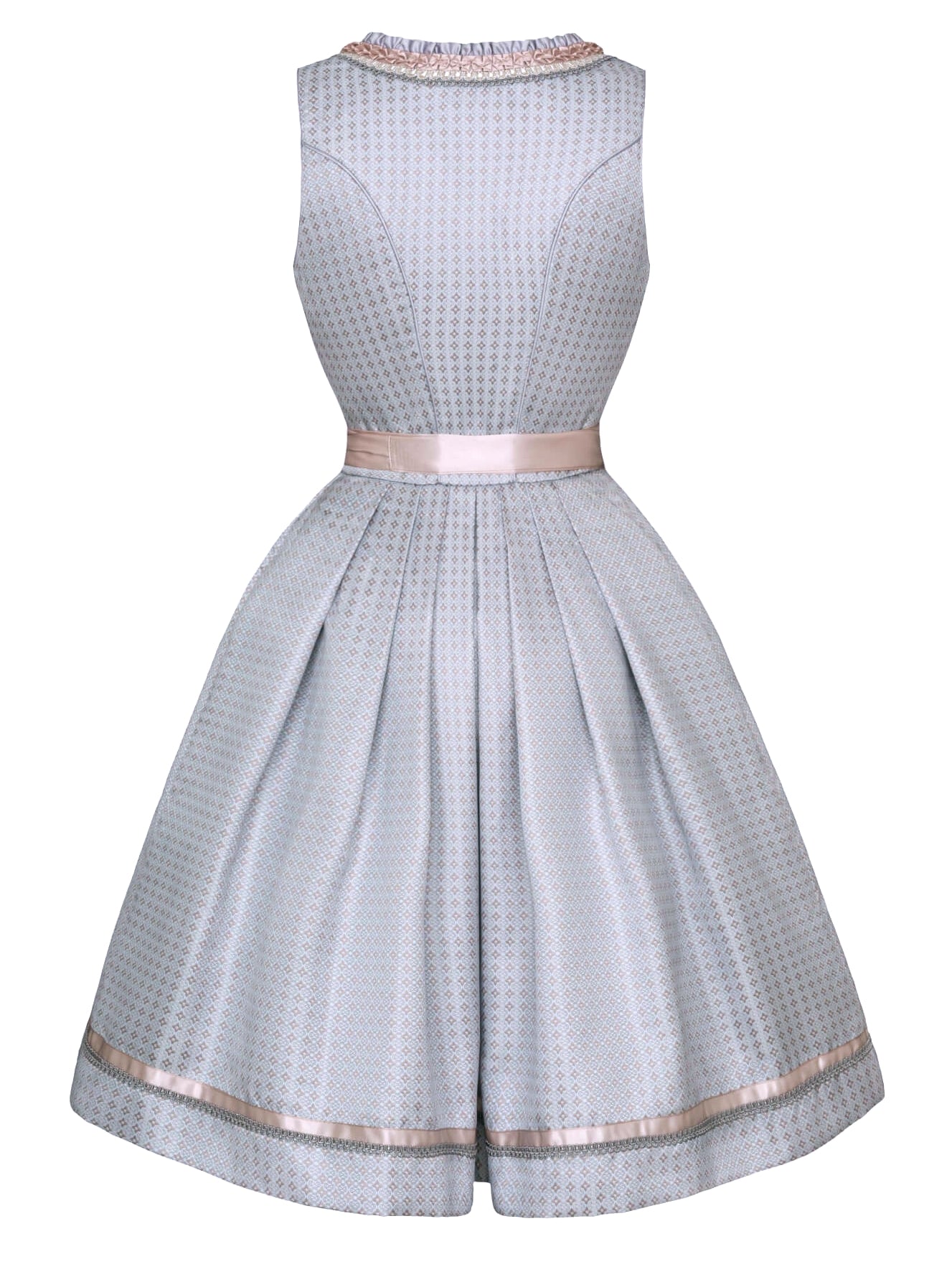 Festliches Dirndl in hellblau - Rückenansicht.
