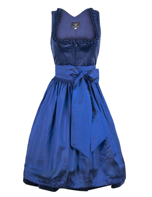 Modernes Samtdirndl in dunklem Blau